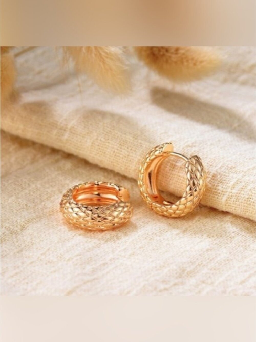 14k Gold Plated Snake Print Hoop Earrings
